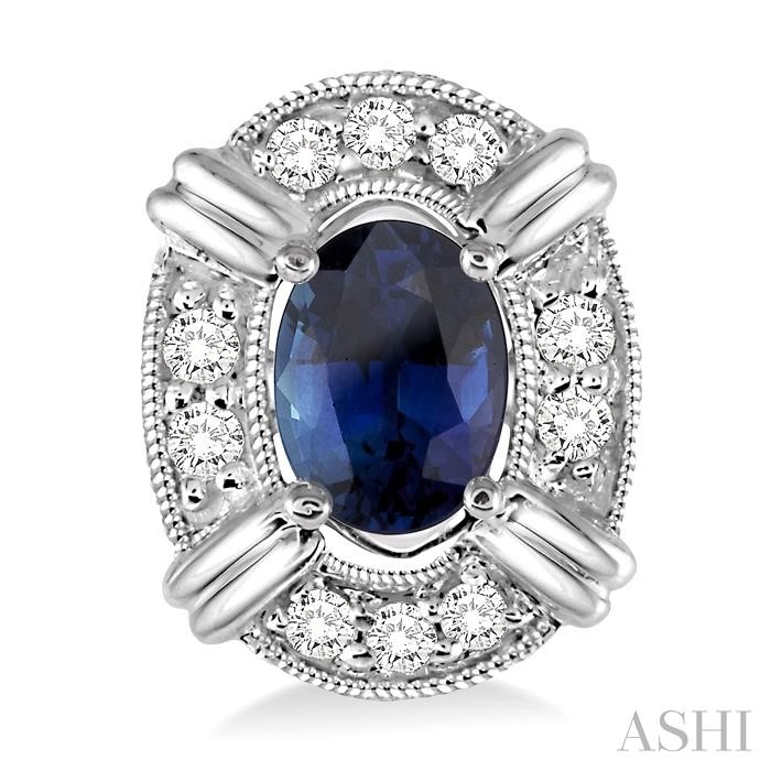 Oval Shape Gemstone & Halo Diamond Earrings-2