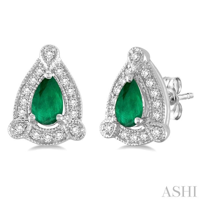 Pear Shape Gemstone & Halo Diamond Earrings