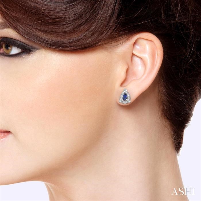 Pear Shape Gemstone & Halo Diamond Earrings-4