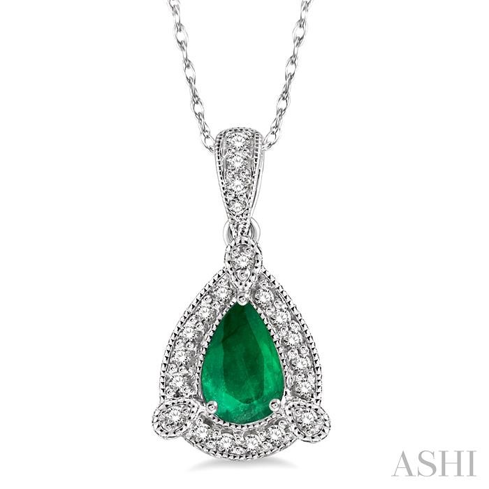 PEAR SHAPE GEMSTONE & DIAMOND PENDANT