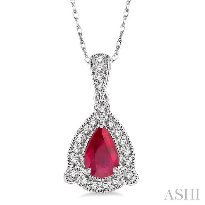 PEAR SHAPE GEMSTONE & HALO DIAMOND PENDANT