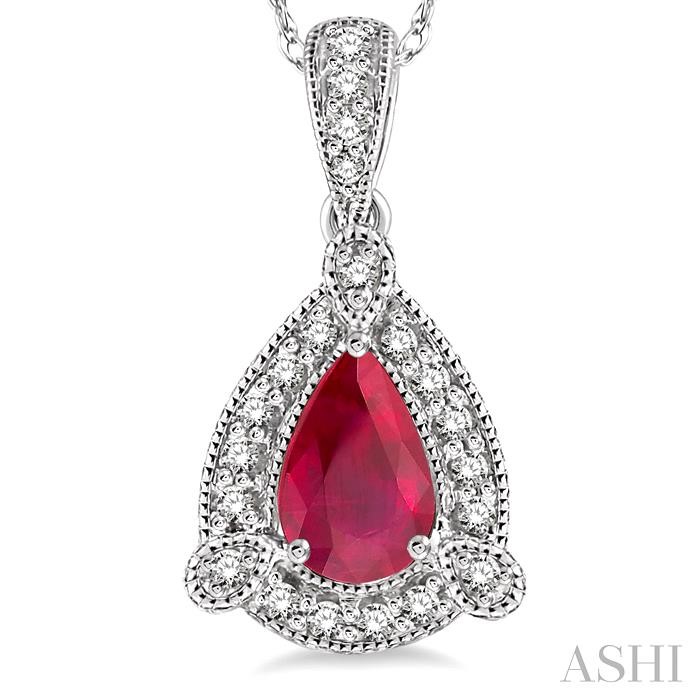 Pear Shape Gemstone & Halo Diamond Pendant-3