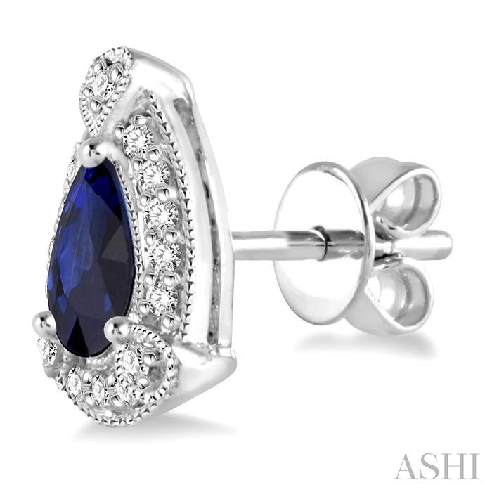 Pear Shape Gemstone & Halo Diamond Earrings-3