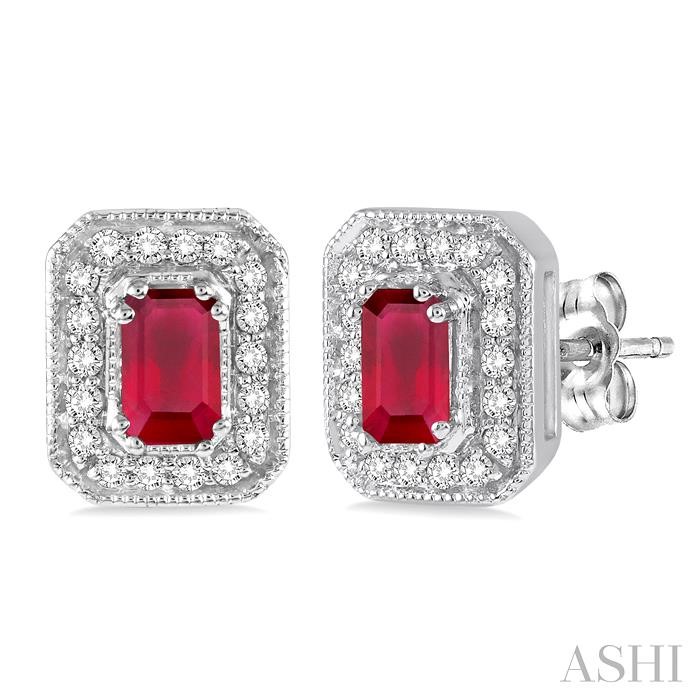 GEMSTONE & HALO DIAMOND EARRINGS