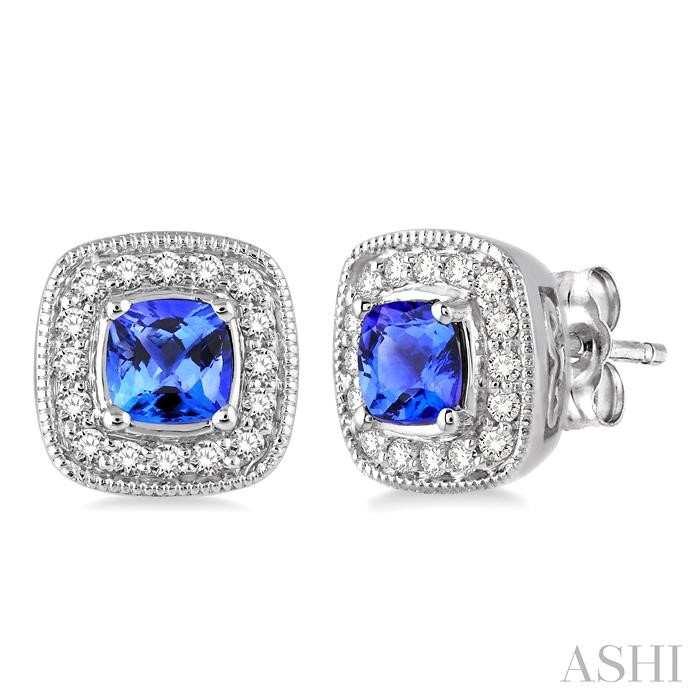 GEMSTONE & HALO DIAMOND EARRINGS