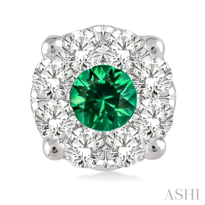 Round Shape Lovebright Gemstone & Diamond Earrings-2