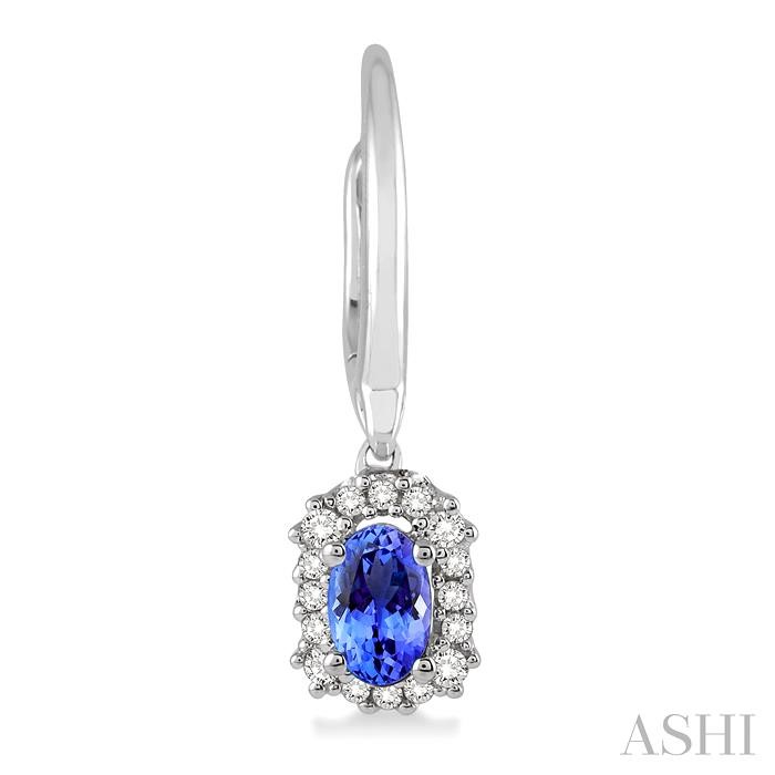 Oval Shape Gemstone & Halo Diamond Earrings-2