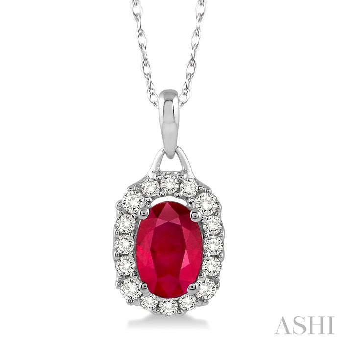 OVAL SHAPE GEMSTONE & DIAMOND PENDANT
