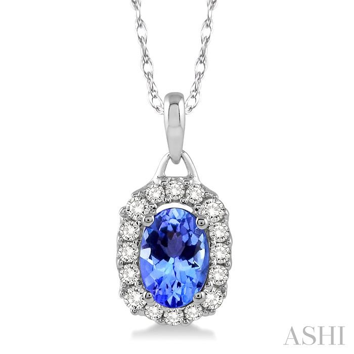 OVAL SHAPE GEMSTONE & HALO DIAMOND PENDANT