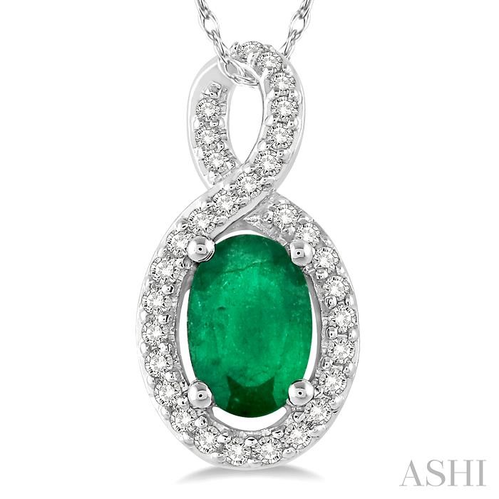 Oval Shape Gemstone & Halo Diamond Pendant-3