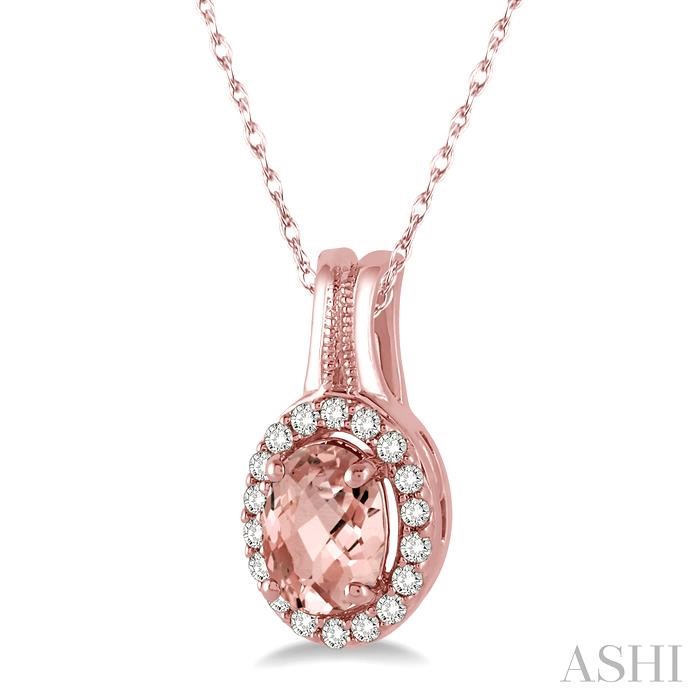 Oval Shape Gemstone & Halo Diamond Pendant-2