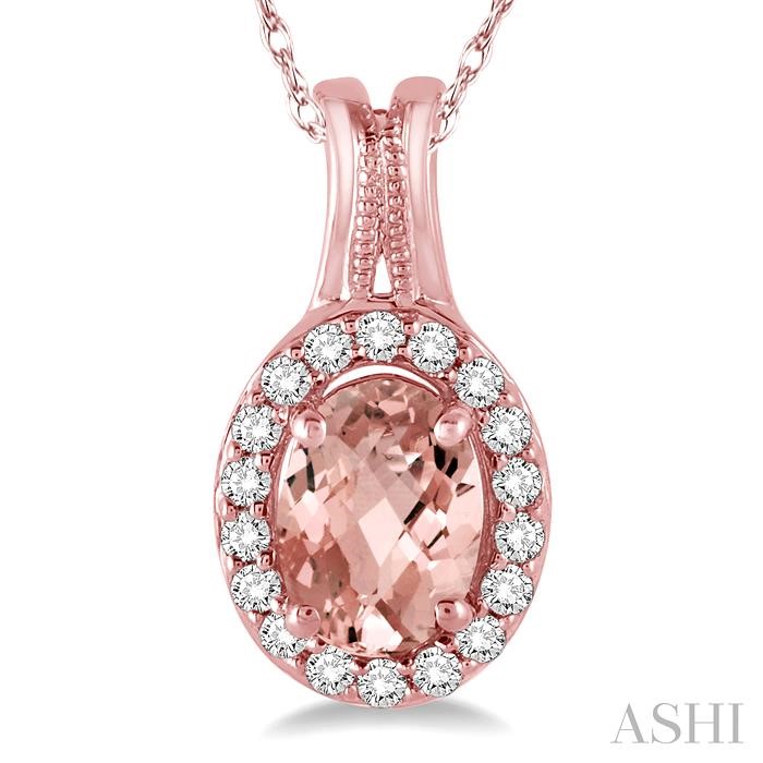 Oval Shape Gemstone & Halo Diamond Pendant-3