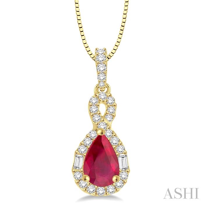 PEAR SHAPE GEMSTONE & DIAMOND PENDANT