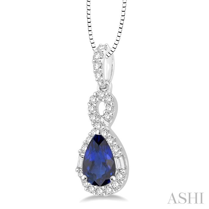 Pear Shape Gemstone & Halo Diamond Pendant-2