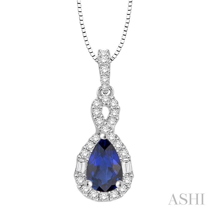 PEAR SHAPE GEMSTONE & HALO DIAMOND PENDANT