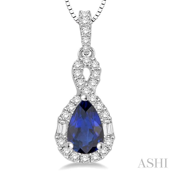 Pear Shape Gemstone & Halo Diamond Pendant-3