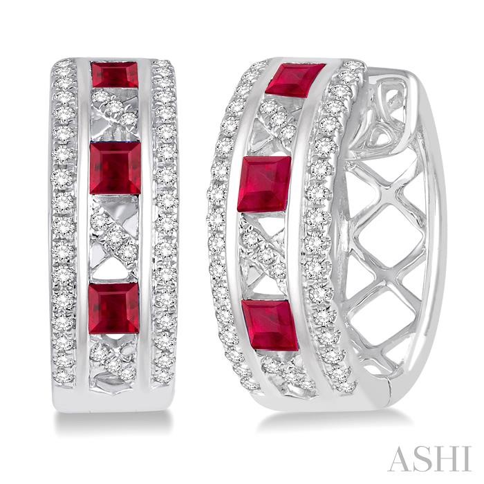 GEMSTONE & DIAMOND HOOP EARRINGS