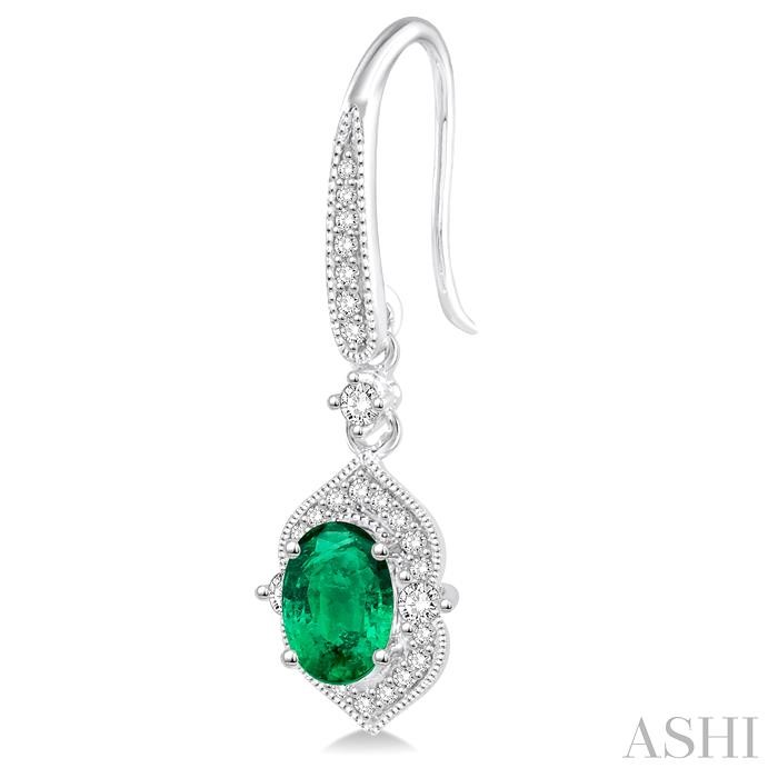 Oval Shape Gemstone & Halo Diamond Earrings-3