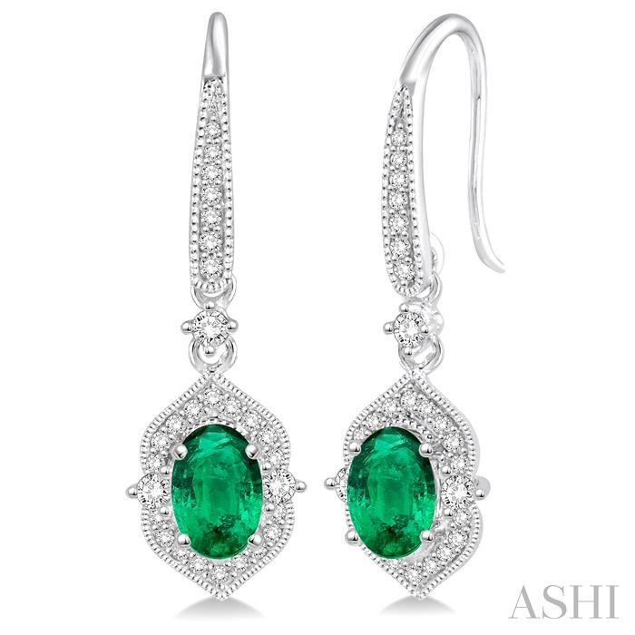 OVAL SHAPE GEMSTONE & HALO DIAMOND EARRINGS