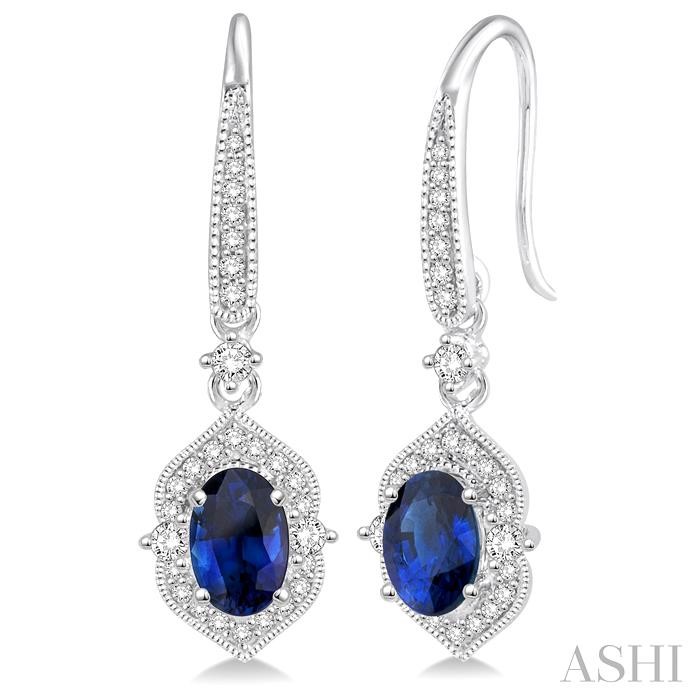 OVAL SHAPE GEMSTONE & HALO DIAMOND EARRINGS