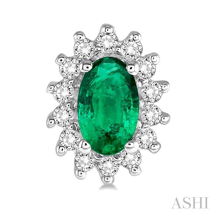 Oval Shape Gemstone & Halo Diamond Earrings-2