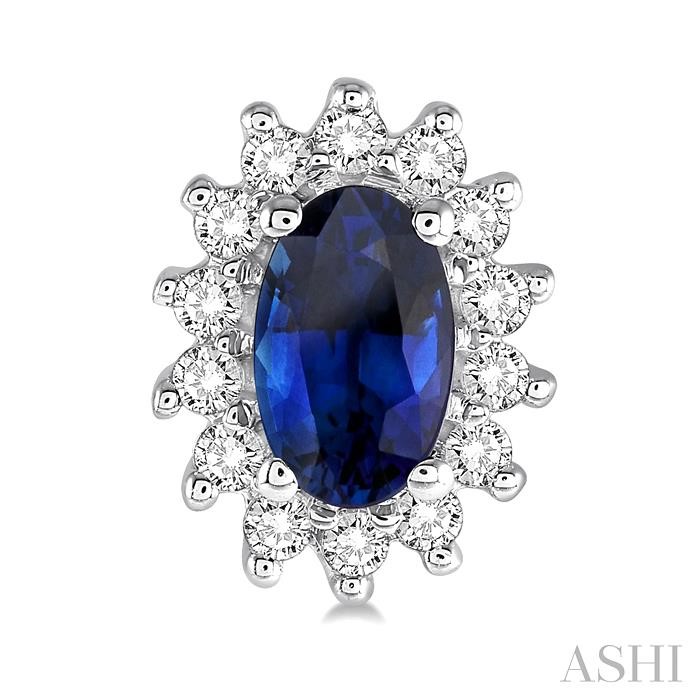 Oval Shape Gemstone & Halo Diamond Earrings-2