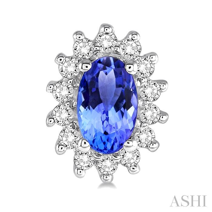 Oval Shape Gemstone & Halo Diamond Earrings-2