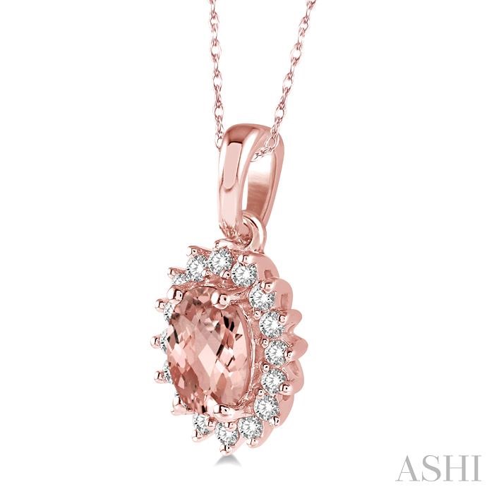 Oval Shape Gemstone & Halo Diamond Pendant-2