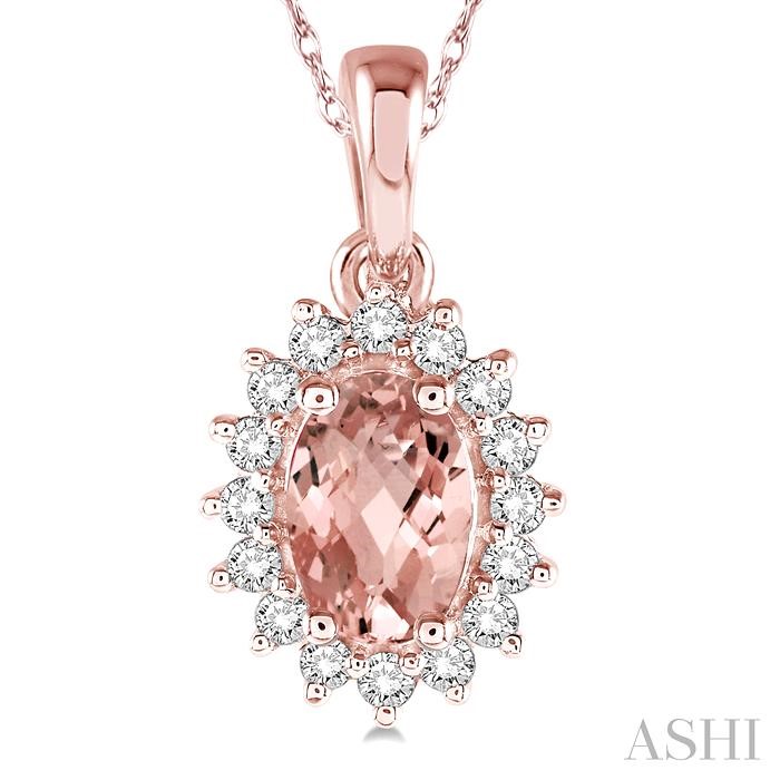 Oval Shape Gemstone & Halo Diamond Pendant-3