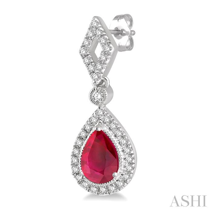 Pear Shape Gemstone & Halo Diamond Earrings-3
