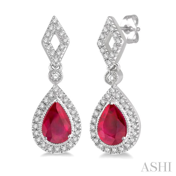 PEAR SHAPE GEMSTONE & DIAMOND EARRINGS