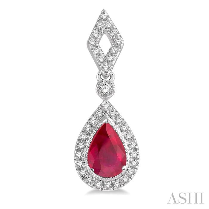 Pear Shape Gemstone & Halo Diamond Earrings-2