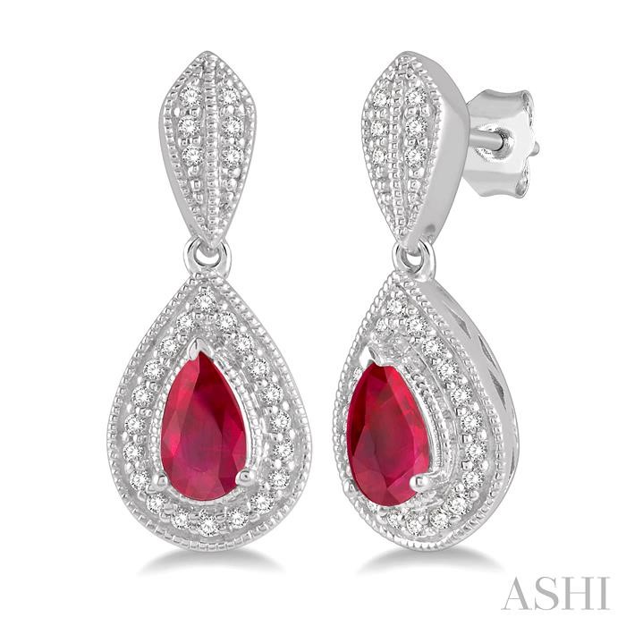 PEAR SHAPE GEMSTONE & HALO DIAMOND EARRINGS