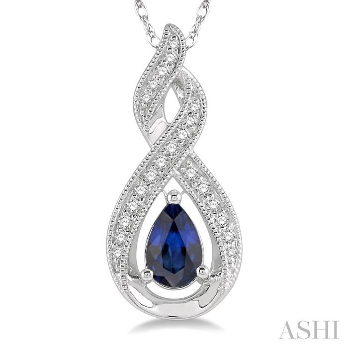 Pear Shape Gemstone & Diamond Pendant-3