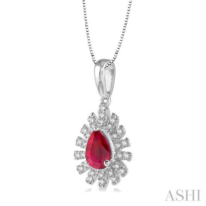 Pear Shape Gemstone & Diamond Pendant-2