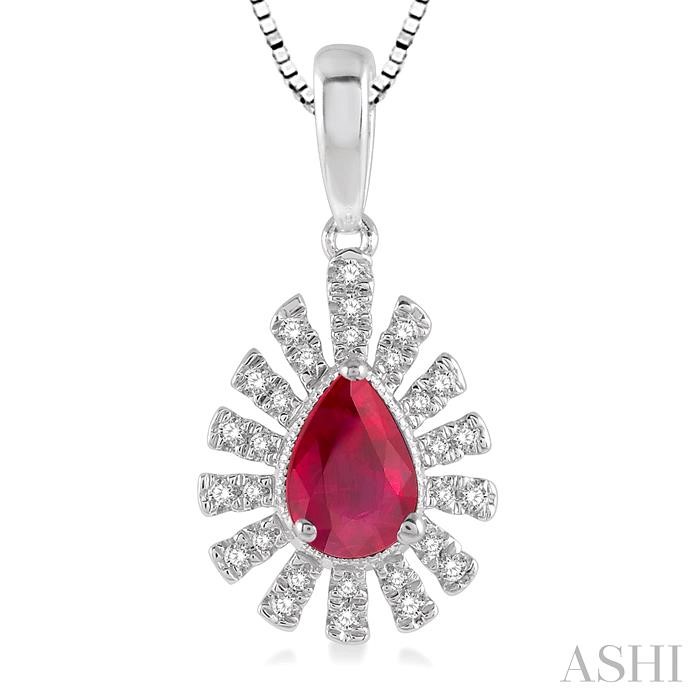 Pear Shape Gemstone & Diamond Pendant-3