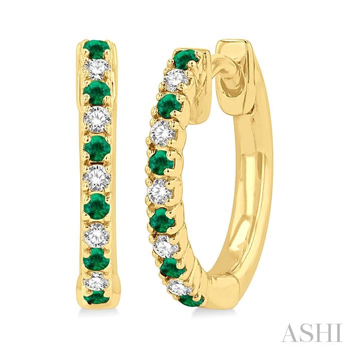 GEMSTONE & PETITE DIAMOND HUGGIE FASHION EARRINGS
