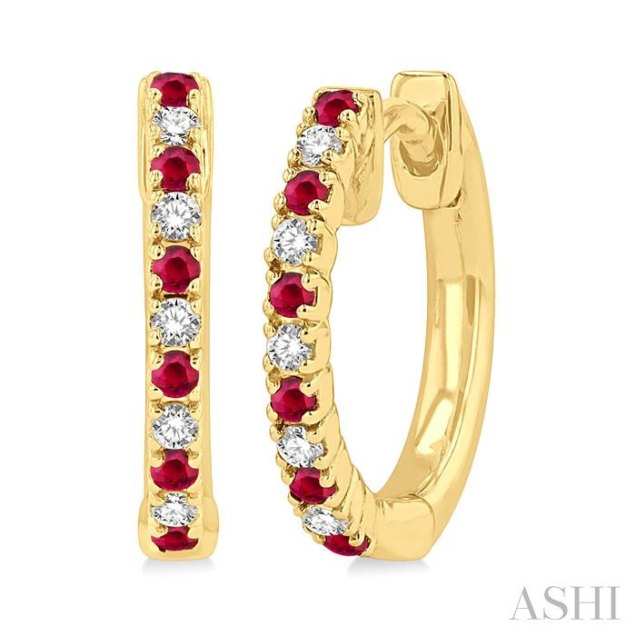 GEMSTONE & PETITE DIAMOND HUGGIE FASHION EARRINGS