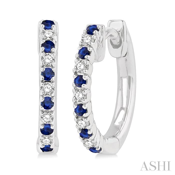 GEMSTONE & PETITE DIAMOND HUGGIE FASHION EARRINGS