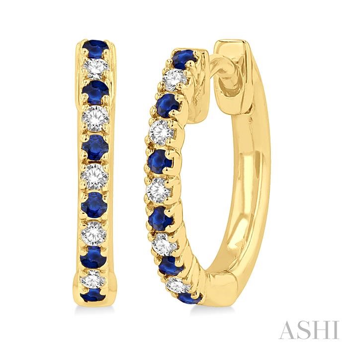 GEMSTONE & PETITE DIAMOND HUGGIE FASHION EARRINGS