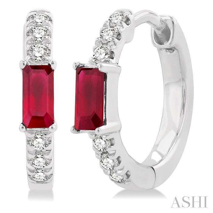 GEMSTONE & PETITE DIAMOND HUGGIE FASHION EARRINGS