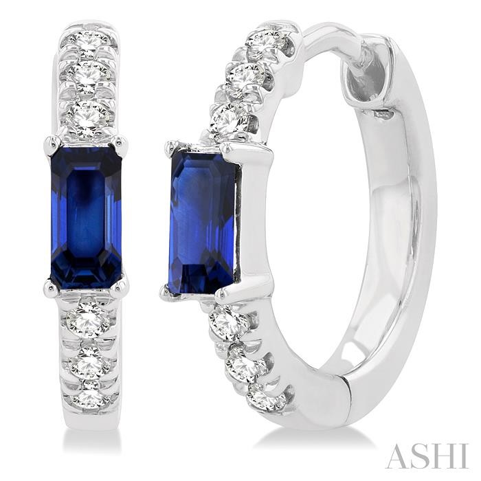 GEMSTONE & PETITE DIAMOND HUGGIE FASHION EARRINGS