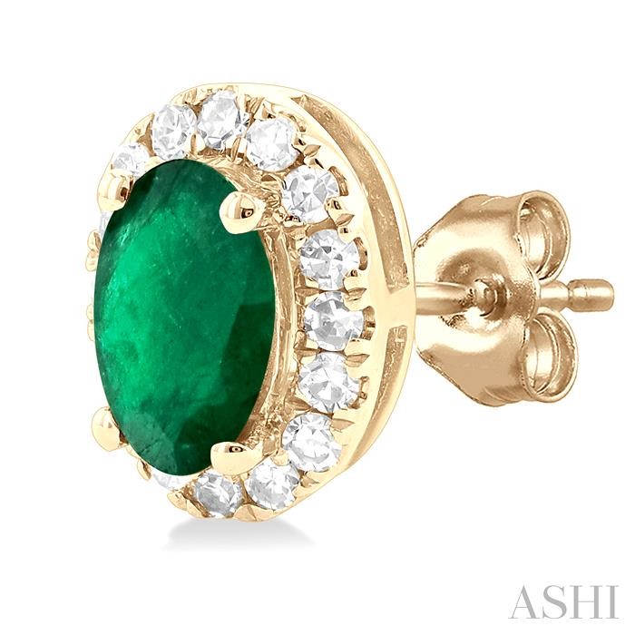 Oval Shape Gemstone & Halo Diamond Earrings-3