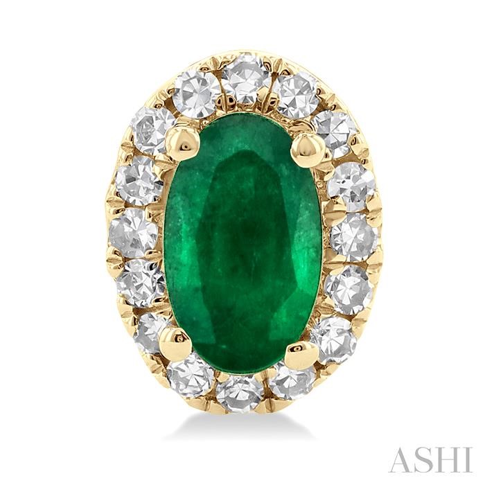 Oval Shape Gemstone & Halo Diamond Earrings-2