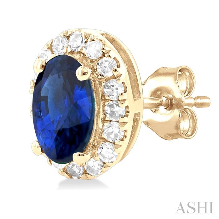 Oval Shape Gemstone & Halo Diamond Earrings-3