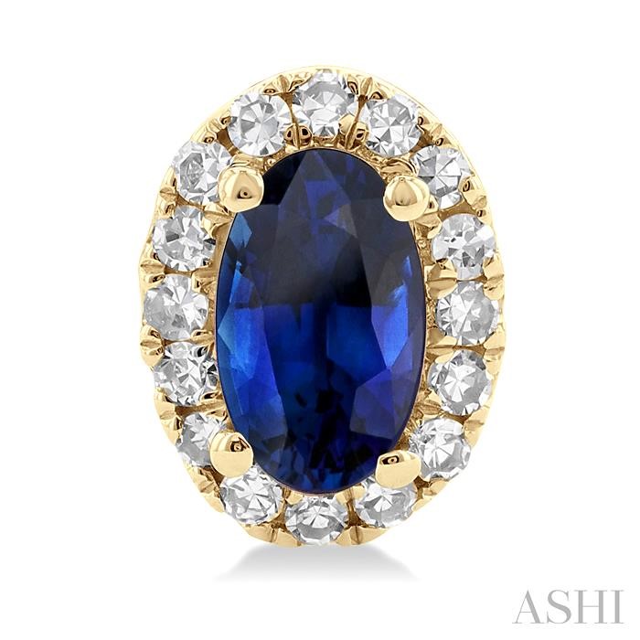 Oval Shape Gemstone & Halo Diamond Earrings-2