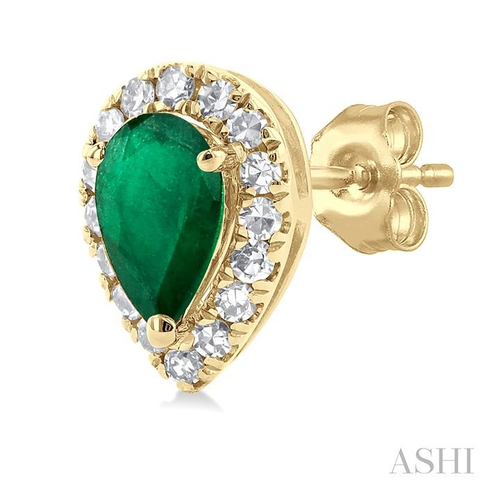 Pear Shape Gemstone & Halo Diamond Earrings-3