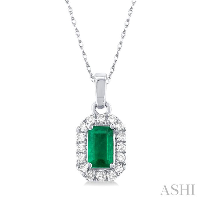 GEMSTONE & HALO DIAMOND PENDANT
