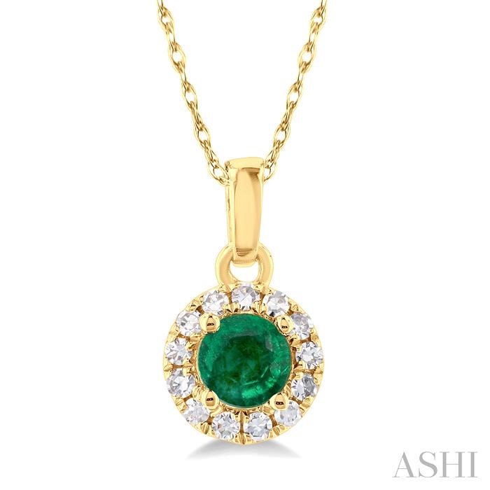 GEMSTONE & HALO DIAMOND PENDANT