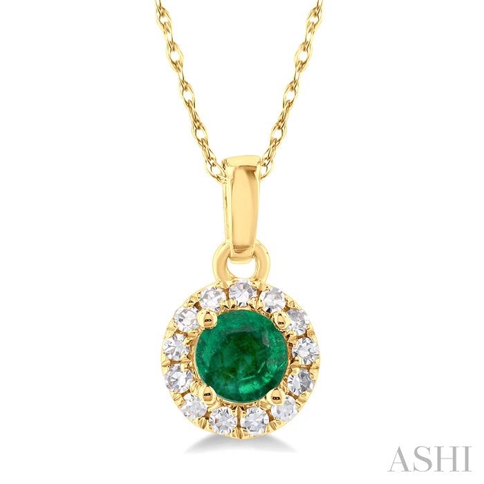 ROUND SHAPE GEMSTONE & HALO DIAMOND PENDANT